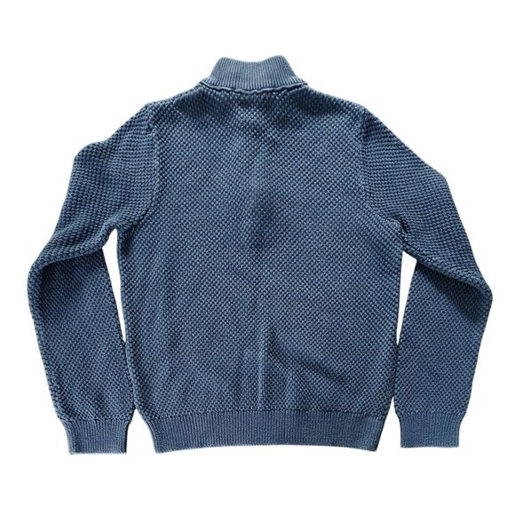 Vineyard Vines Sweater Boys Blue 1/4 Zip Whale Logo Preppy Size S Waffle Knit - Picture 2 of 7